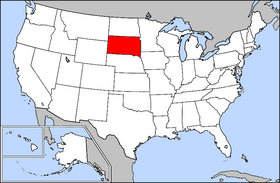 USA map showing lcoation of South Dakota